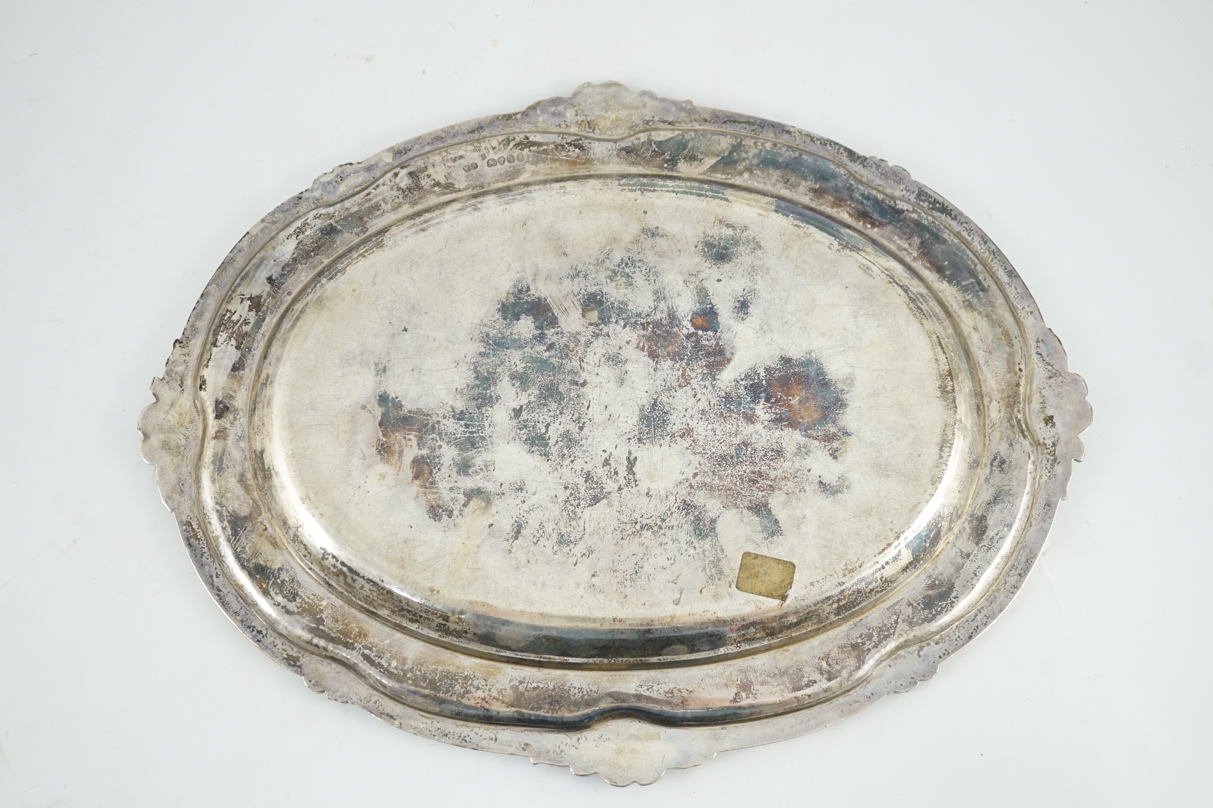 A William IV oval silver meat dish by William Kerr Reid